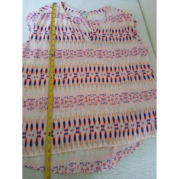 Stylus Women’s Semi Sheer Blouse V-neck Sleeveless High/Low Design Large Pink - Picture 7 of 12